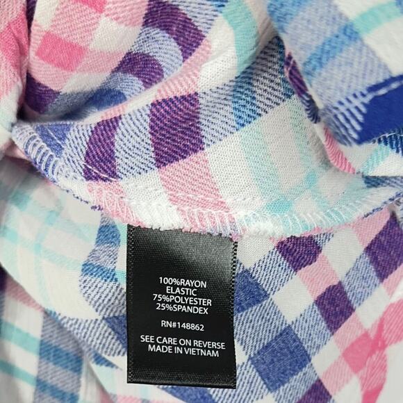 Torrid Blue Check Peplum Smocked Bodice Cami Tie Straps Women's Size Large 14 - Picture 7 of 7